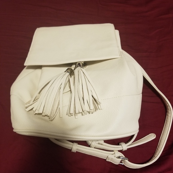 Handbags - White Medium Size Backpack
